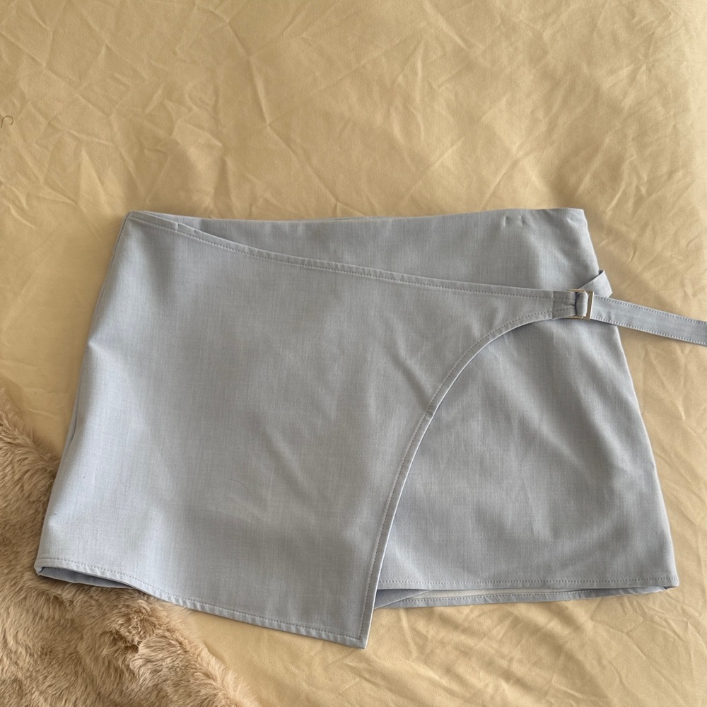 Bershka Light Blue Wrap Skort with Side Strap